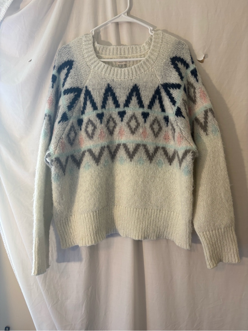 a new day Light Mint Crewneck Sweater with Navy & Pastel Accents